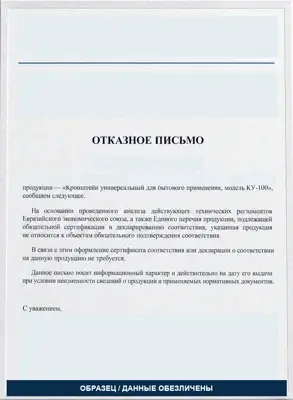 Обезличенный демонстрационный образец информационного письма