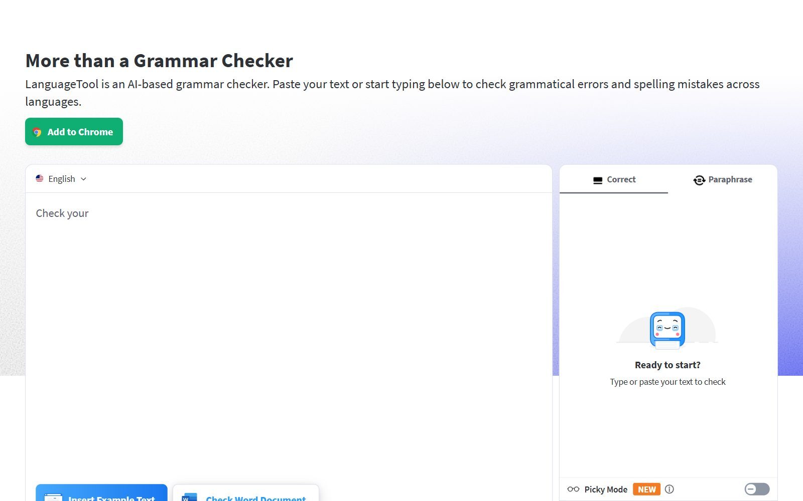 LanguageTool homepage screenshot (October 2026)