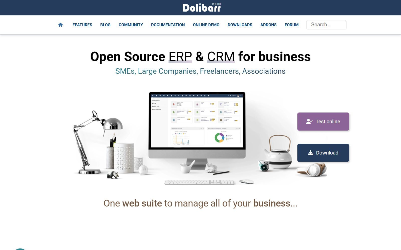 Dolibarr homepage screenshot (October 2026)