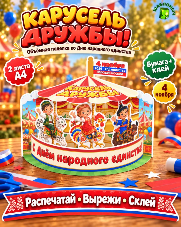 Объёмная поделка «Карусель дружбы» ко Дню народного единства