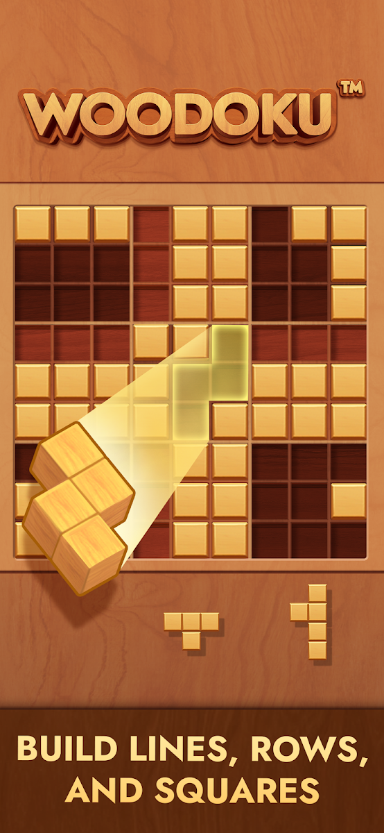 Wooden blocks on the Woodoku board
