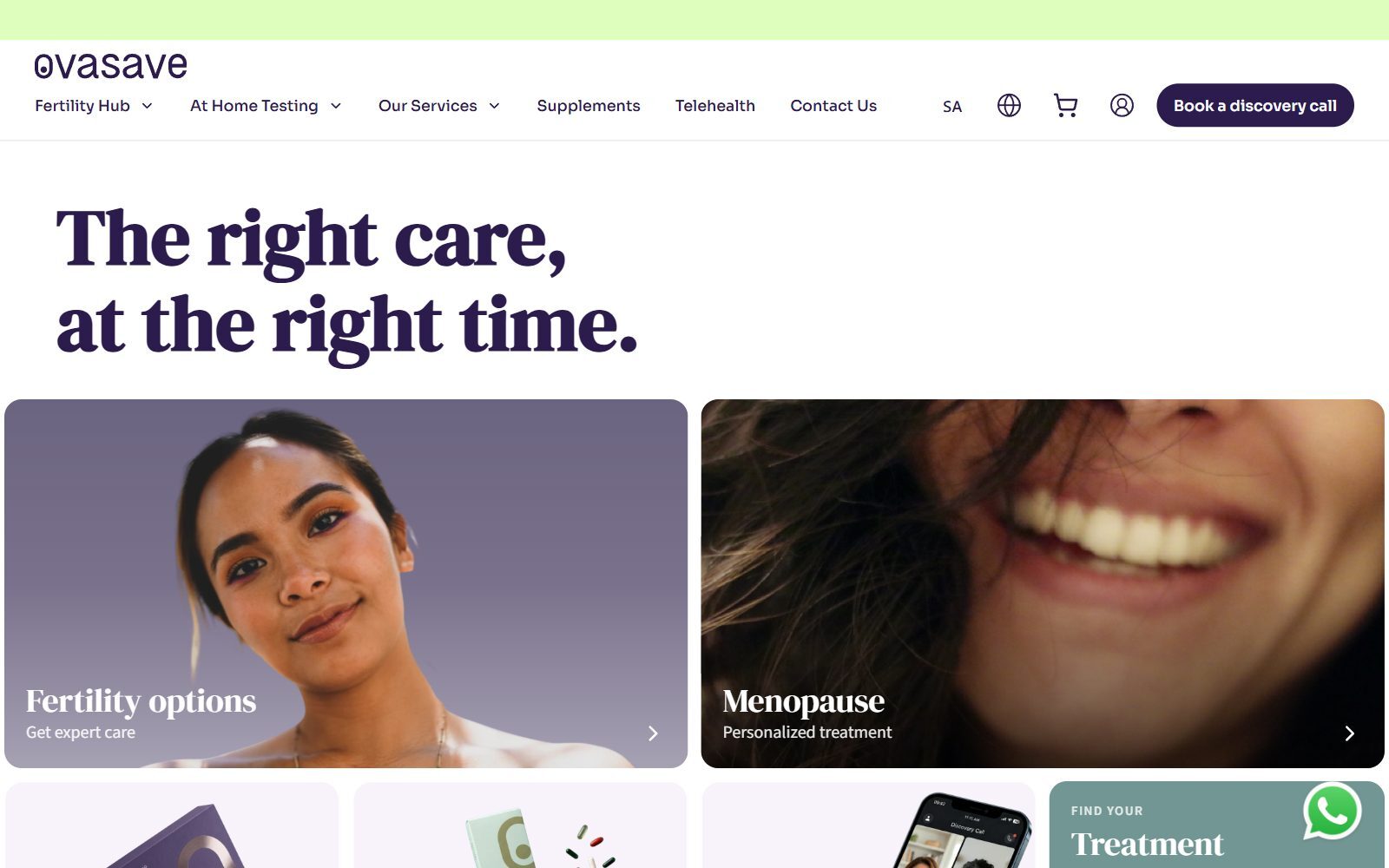Ovasave fertility and hormone health homepage screenshot (October 2026)