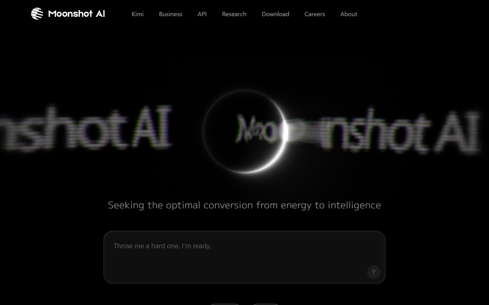 Moonshot AI homepage screenshot (October 2026)