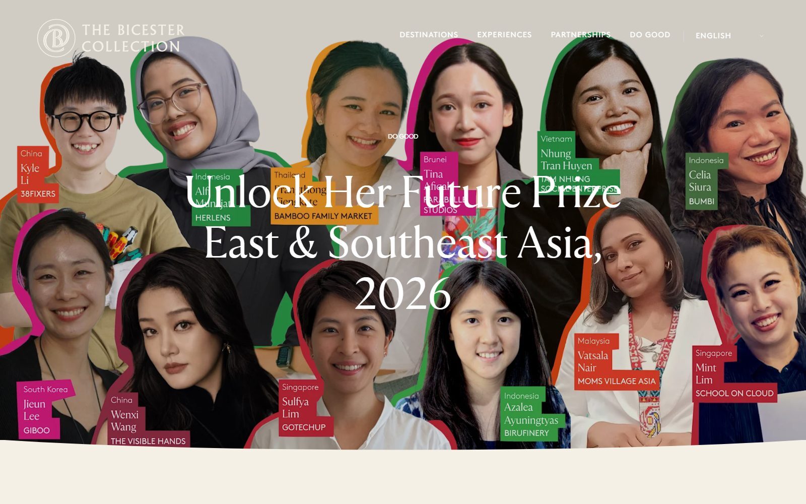 Unlock Her Future Prize East and Southeast Asia 2026 page screenshot (October 2026)