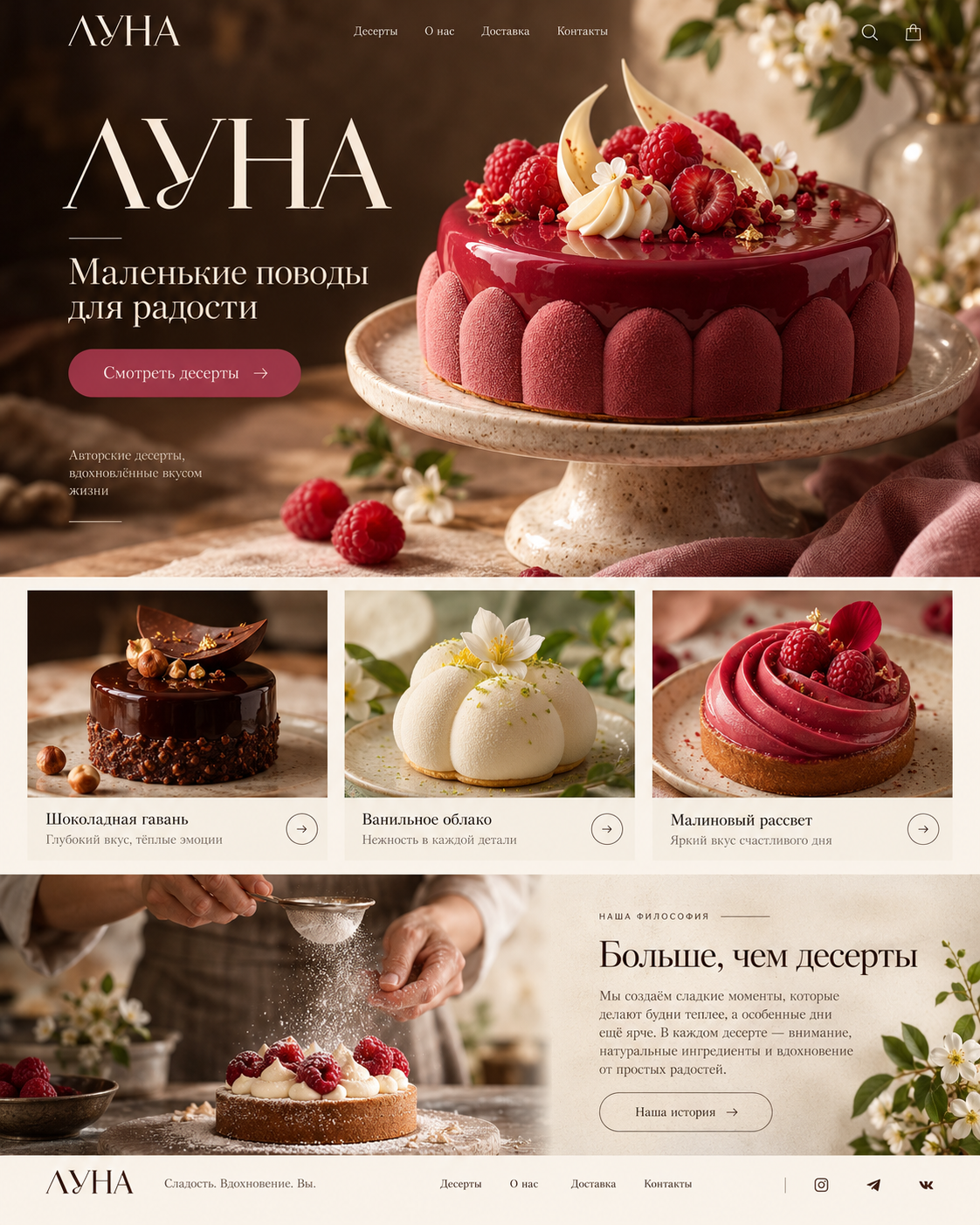 Макет сайта кондитерской