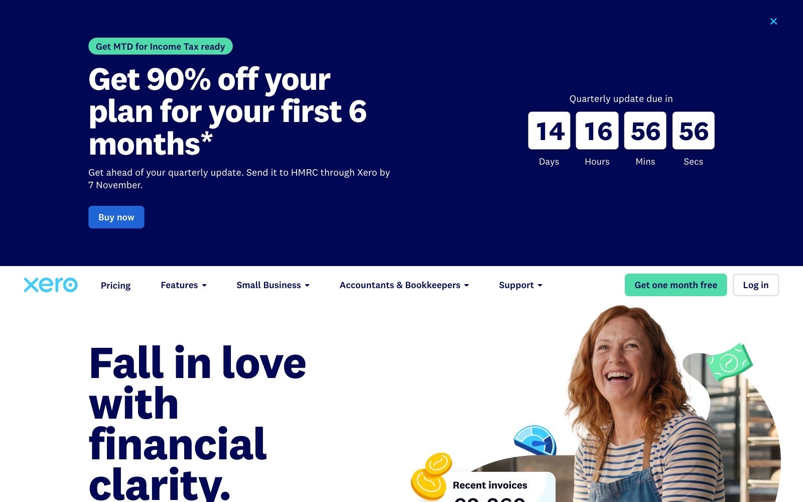 Xero homepage screenshot: small business accounting software with the JAX AI assistant