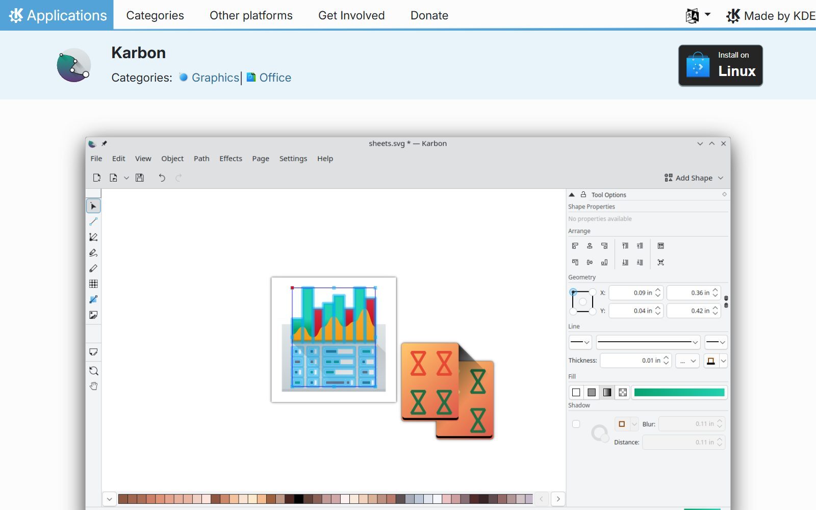 Karbon page on KDE Applications, screenshot (October 2026)