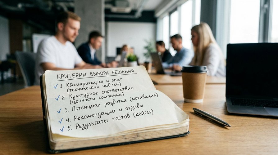 Критерии выбора решения отмечены в рабочем блокноте HR