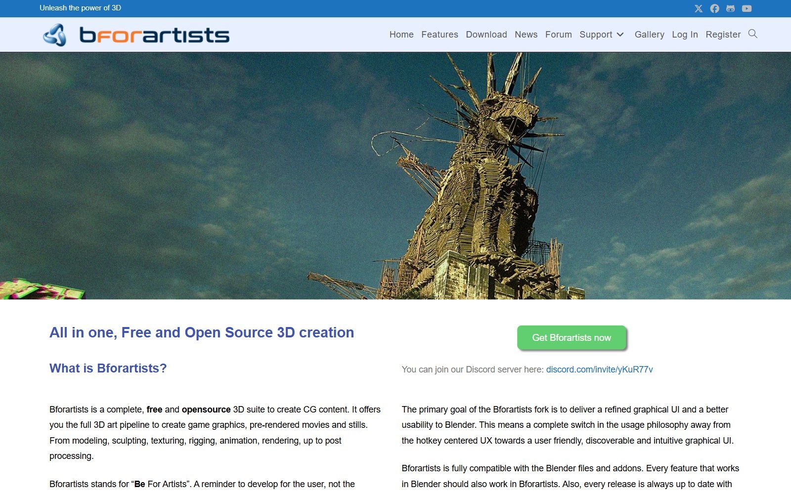 Bforartists homepage screenshot (October 2026)