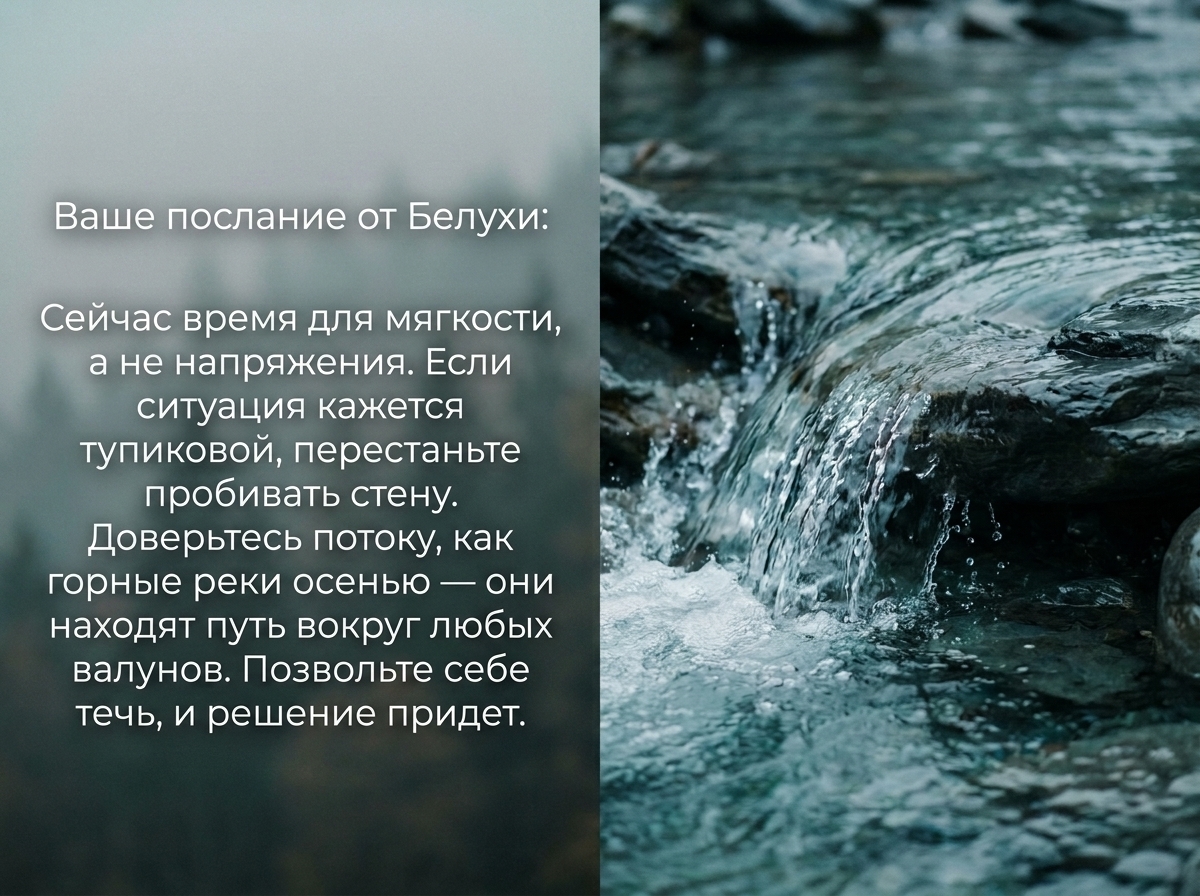Ваше послание от Белухи — горная река и туман