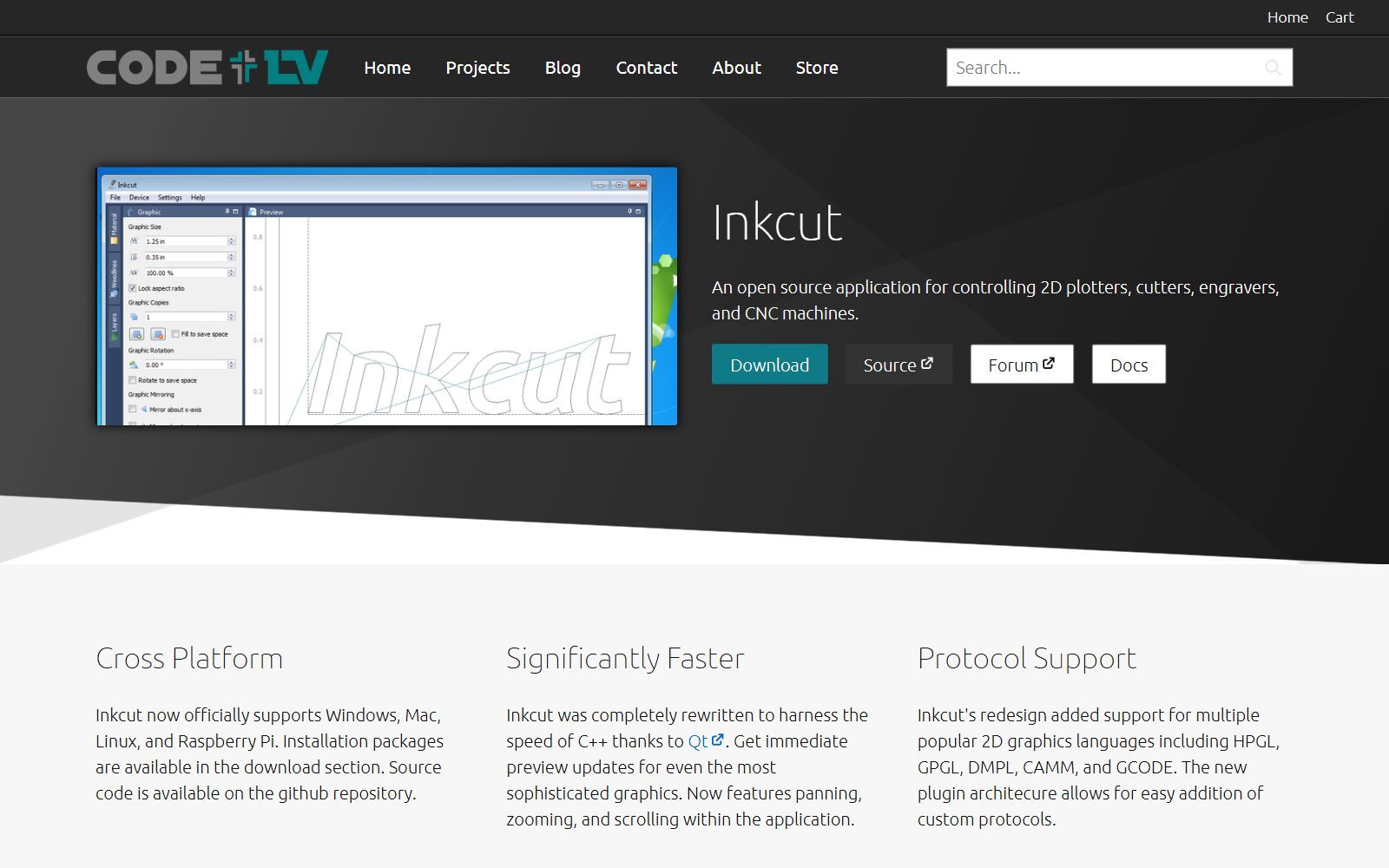 Inkcut project page screenshot (October 2026)