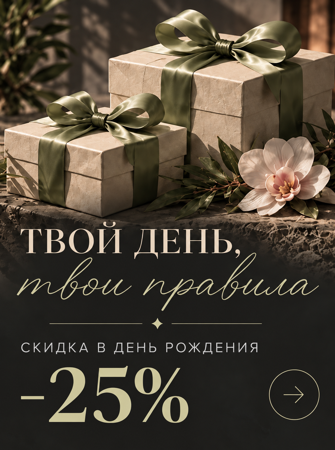 Твой день, твои правила — скидка 25 процентов в день рождения