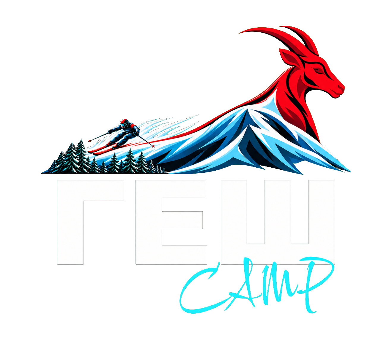 ГЕШ CAMP: красная коза, горы и лыжник