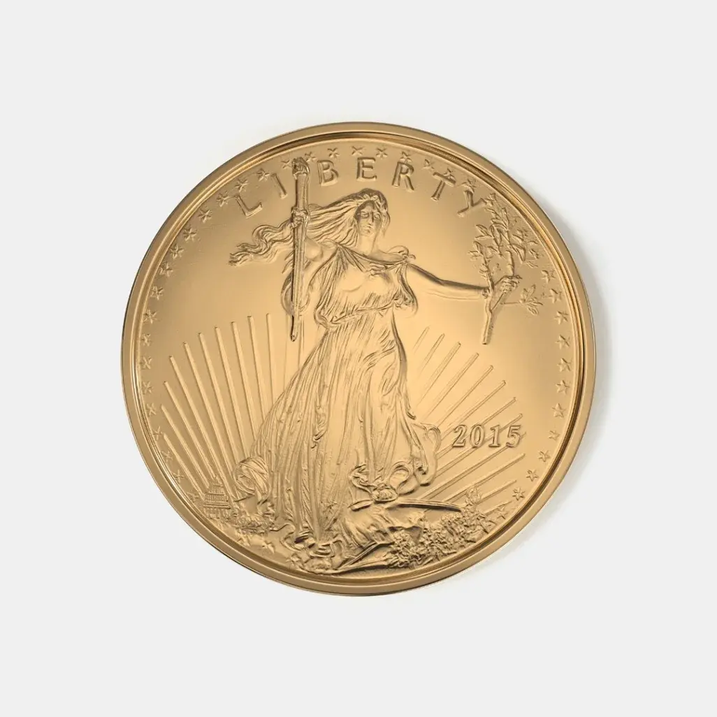 Аверс золотого American Eagle 2015 года со Свободой, фотография из карточки UVI