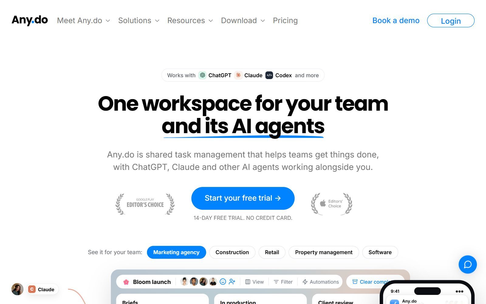 Any.do homepage screenshot (October 2026)