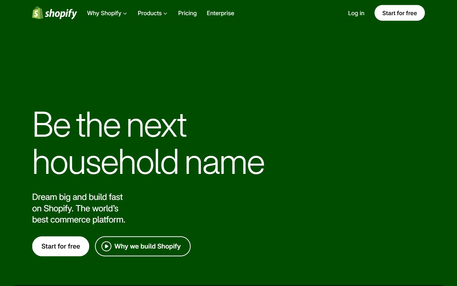 Shopify homepage screenshot (October 2026)