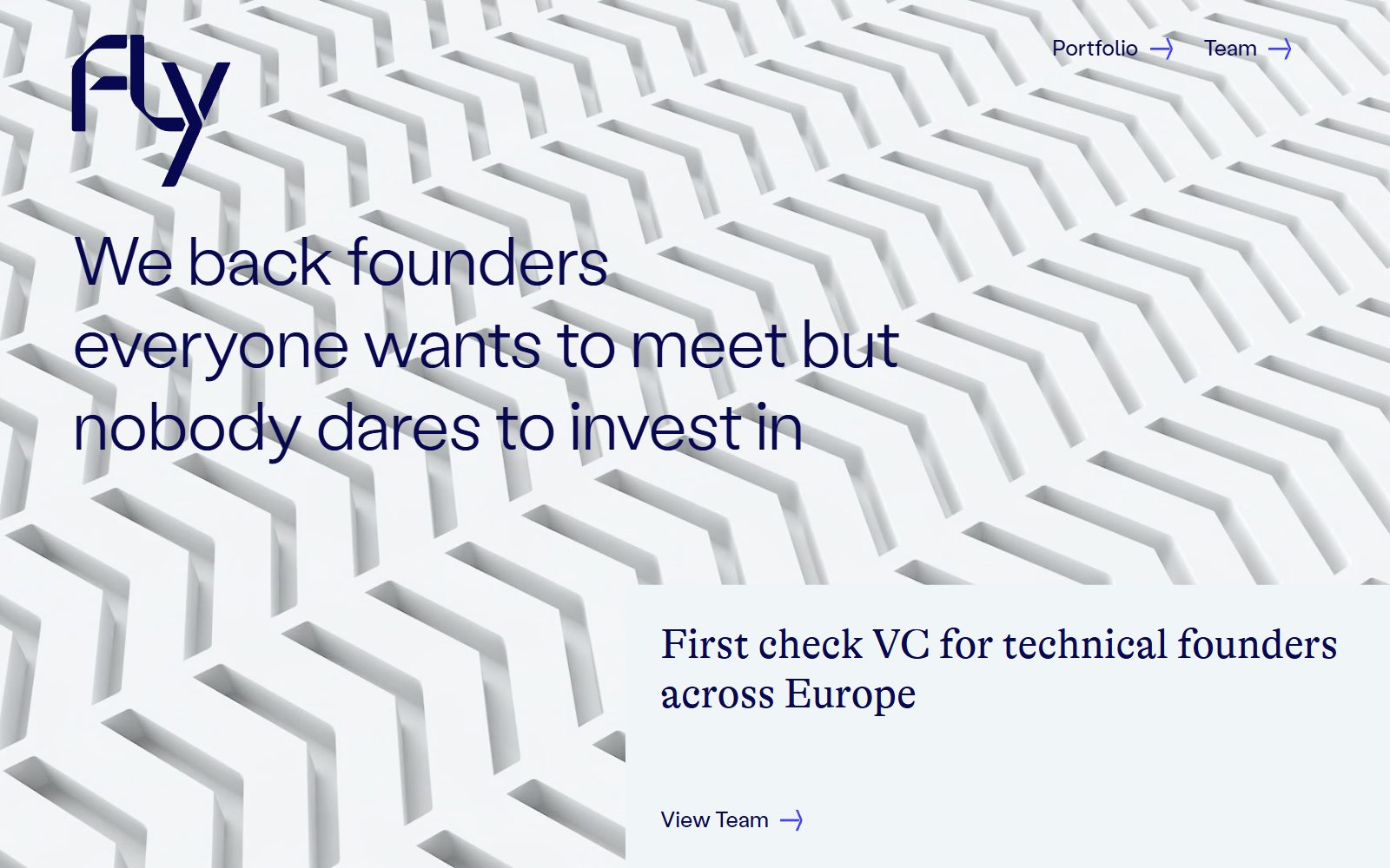 Fly Ventures homepage screenshot: first check VC for technical founders across Europe (October 2026)