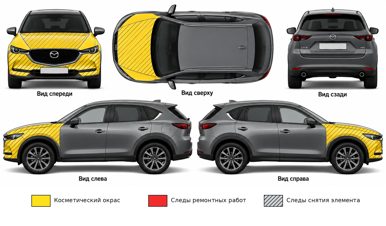 Карта состояния ЛКП кузова Mazda CX-5 2019