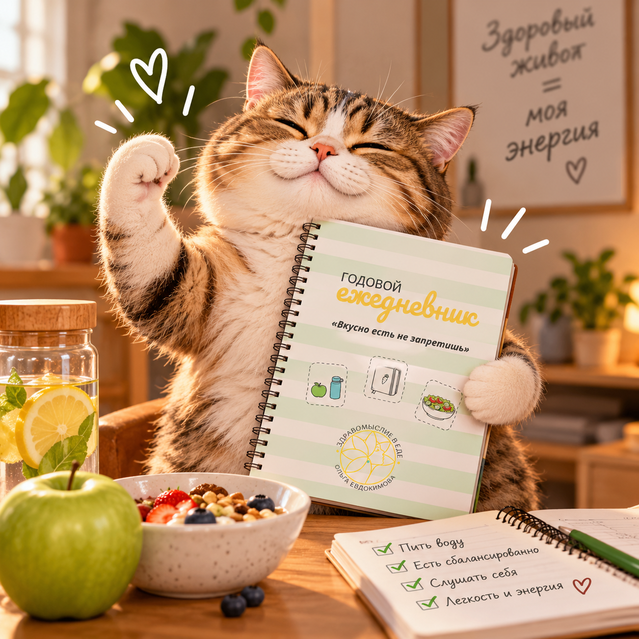 Кот с годовым ежедневником «Вкусно есть не запретишь»