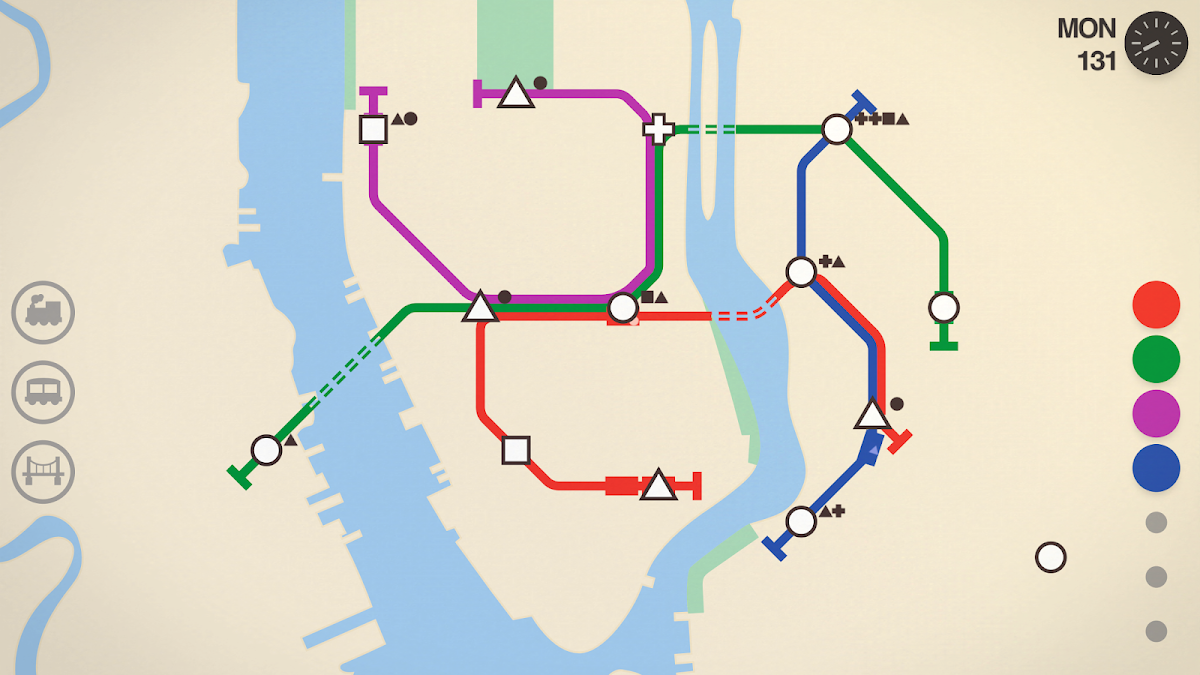 Network of lines and stations in Mini Metro