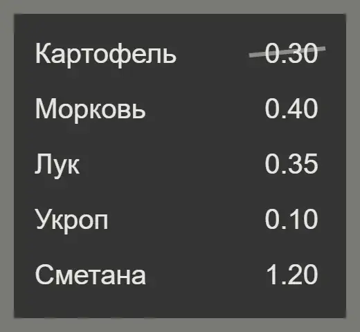 Доска с ценами