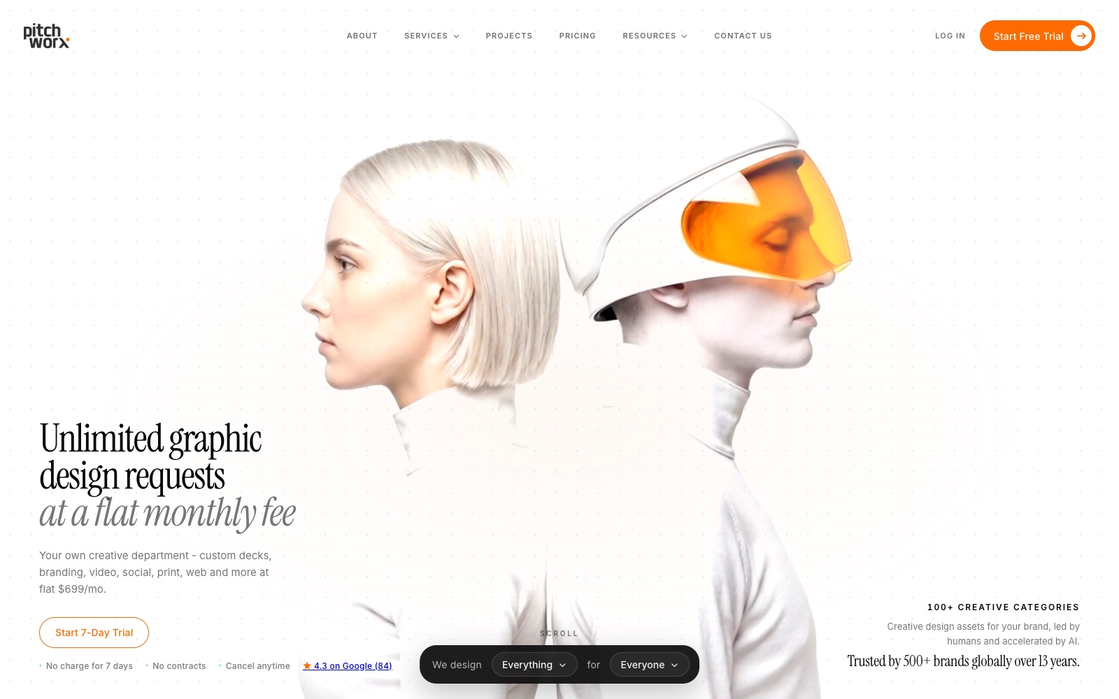 Pitchworx homepage screenshot: pitch deck agency for startups