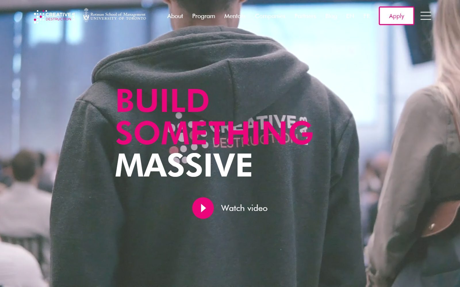 Creative Destruction Lab homepage screenshot (October 2026)
