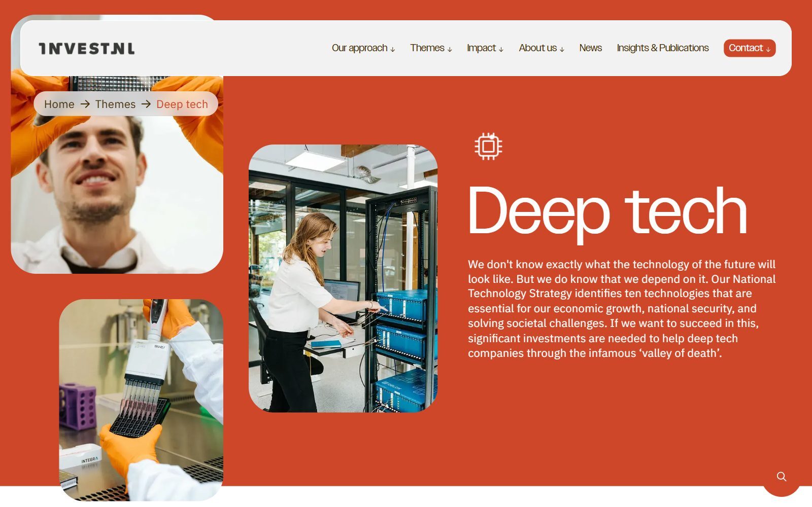 Invest-NL deep tech page screenshot (October 2026)