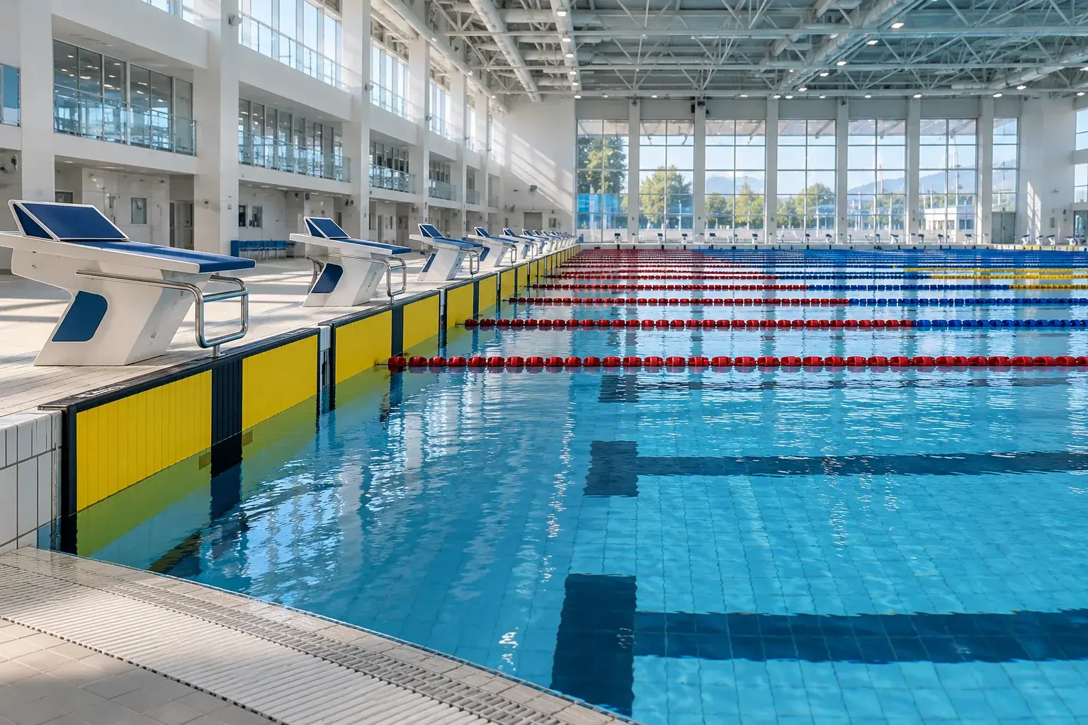 Бассейн спортивного центра с электронным хронометражем в Сириусе