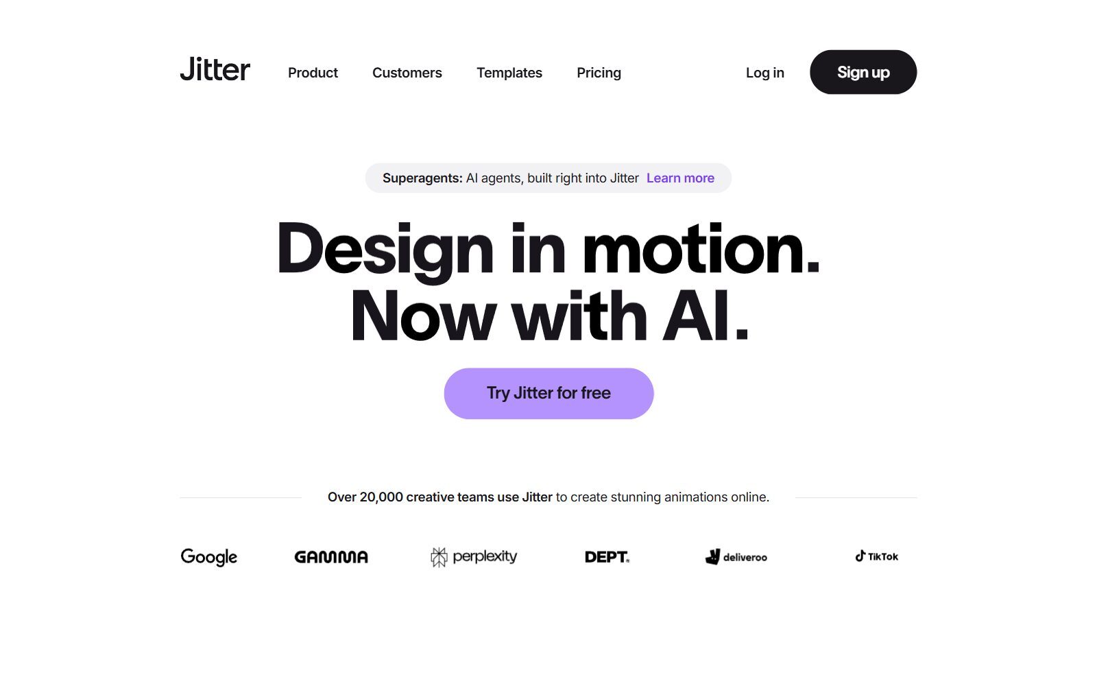 Jitter homepage screenshot (October 2026)