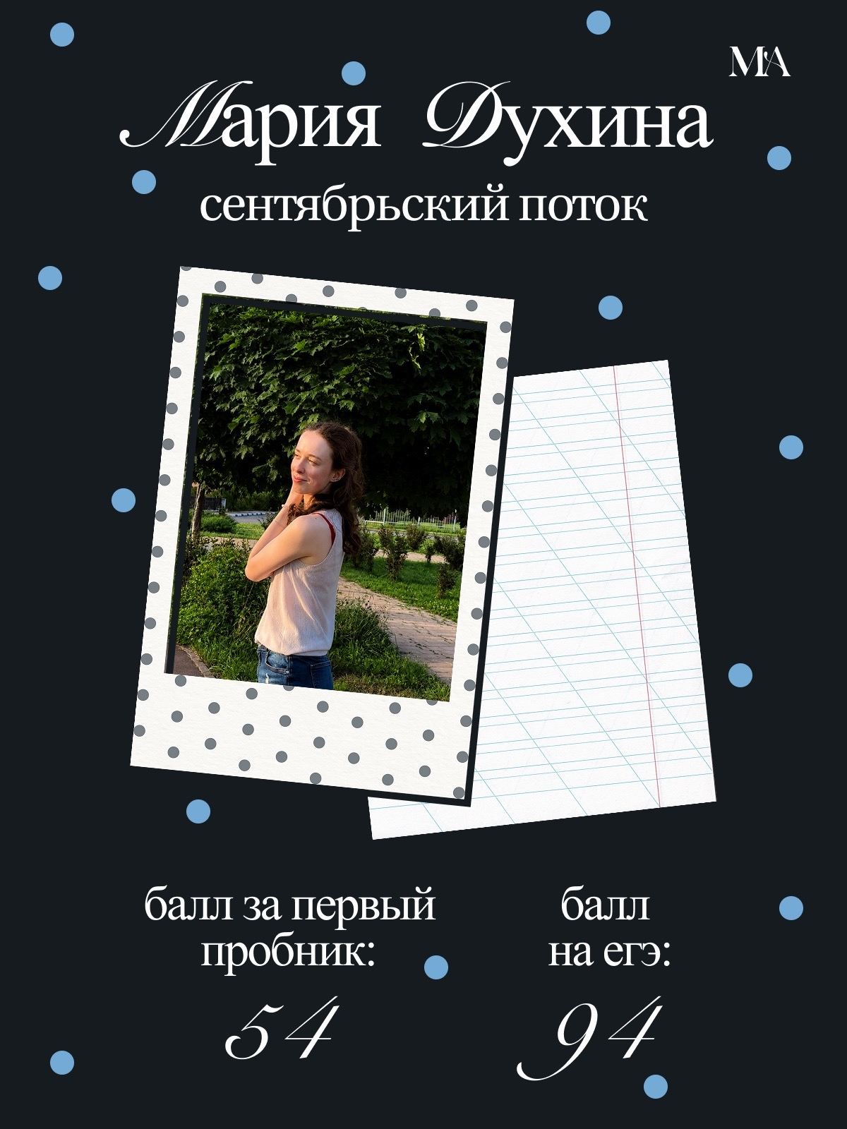 История Марии Духиной: первый пробник 54 балла, ЕГЭ 94 балла
