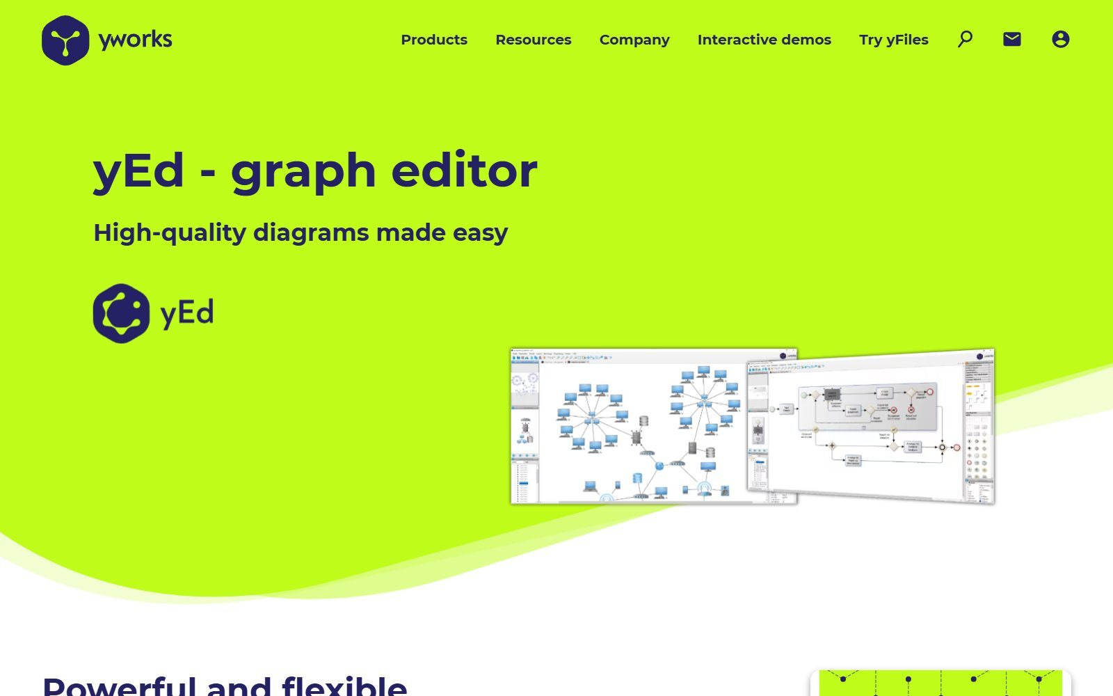 yEd graph editor homepage screenshot (October 2026)
