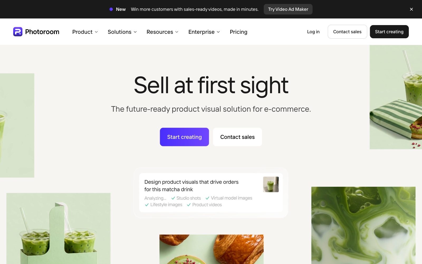 Photoroom homepage screenshot: AI product photo editor from Paris