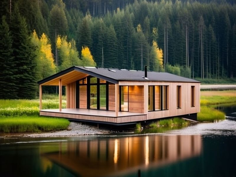 Каркасный дом в стиле барн 63 м² с террасой 23 м²