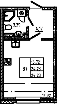 Планировка Студия 24.23 м², LIBERTY DOM, кв. 87