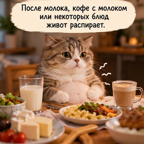 Мем: после молока, кофе с молоком или некоторых блюд живот распирает