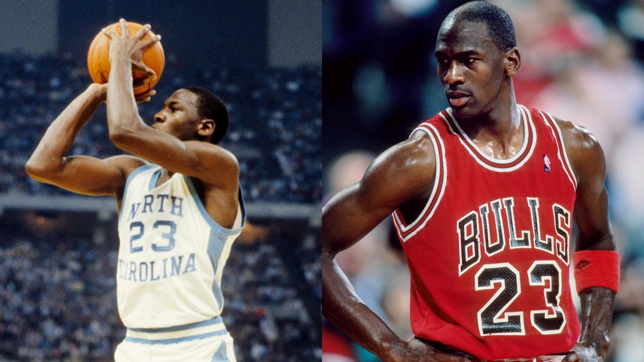 Майкл Джордан в форме North Carolina и Chicago Bulls