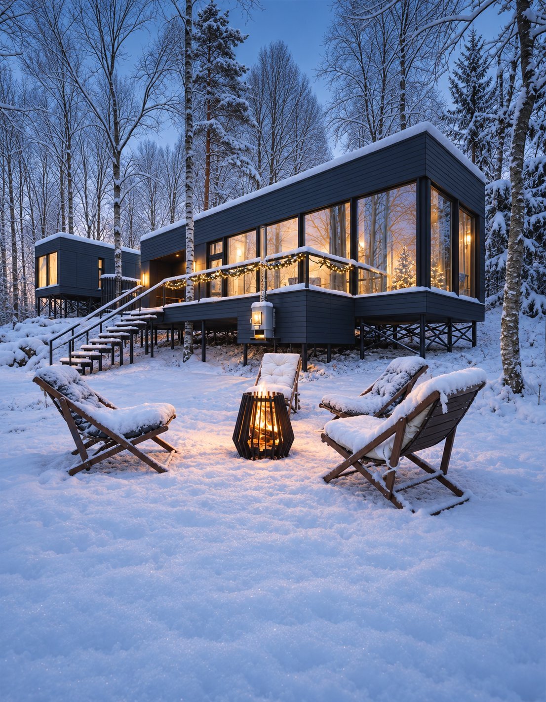Семейная вилла White Resort зимой у очага