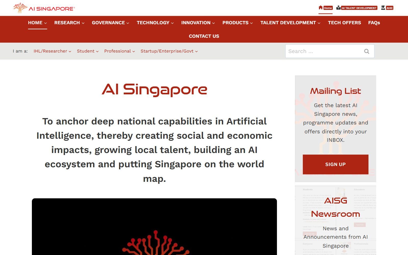 AI Singapore homepage screenshot (October 2026)