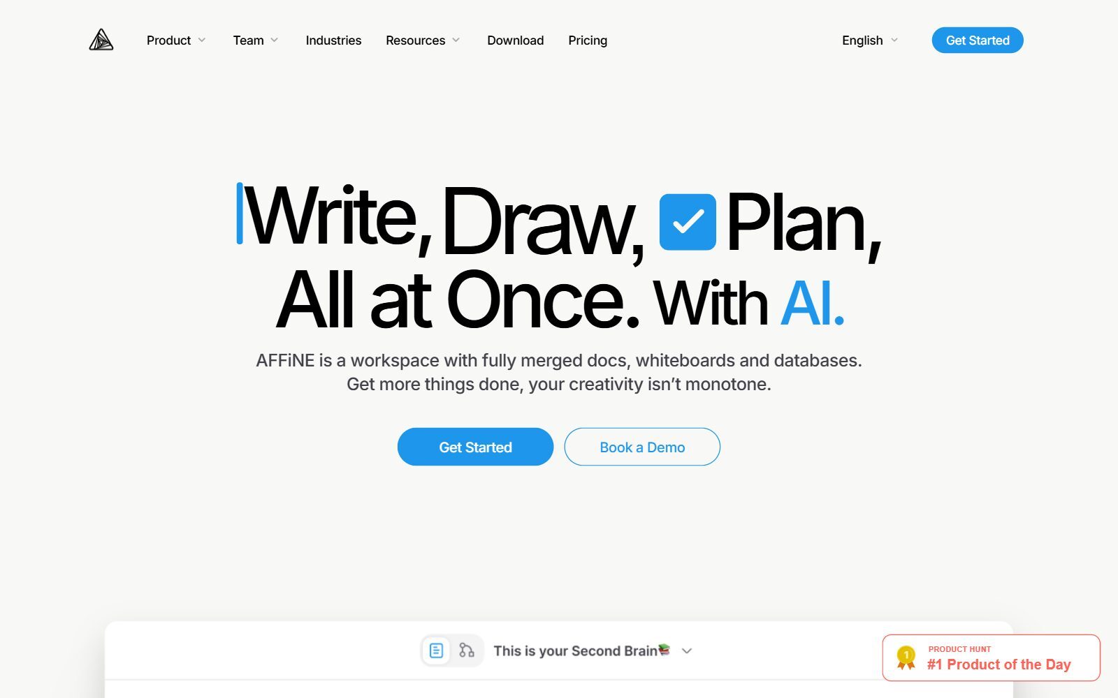 AFFiNE workspace homepage screenshot (October 2026)
