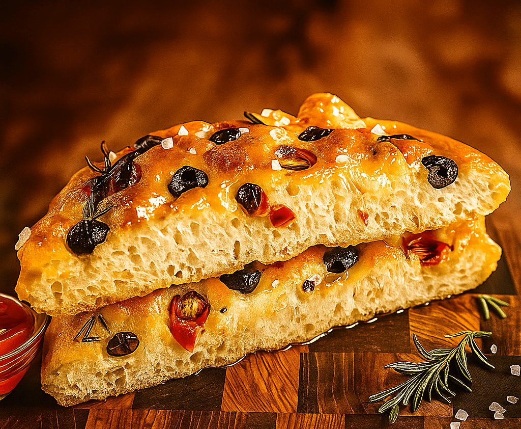 Фокачча с томатами черри и оливками