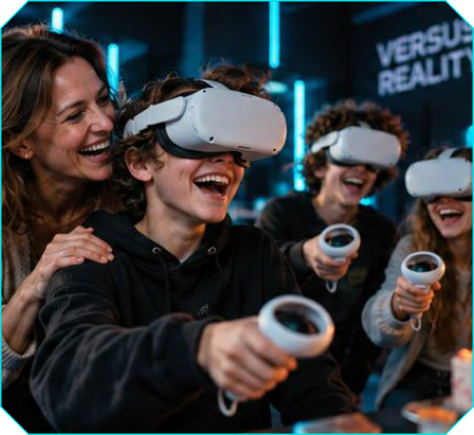Семья и друзья отмечают праздник в VR-клубе