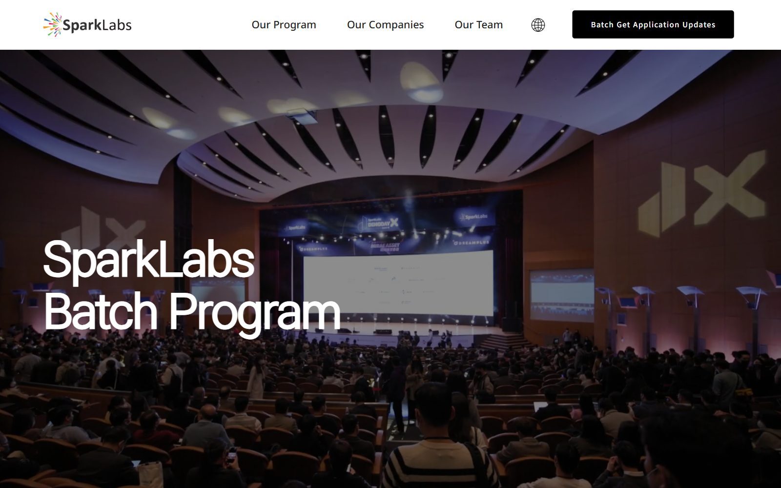 SparkLabs Batch Program page screenshot (October 2026)