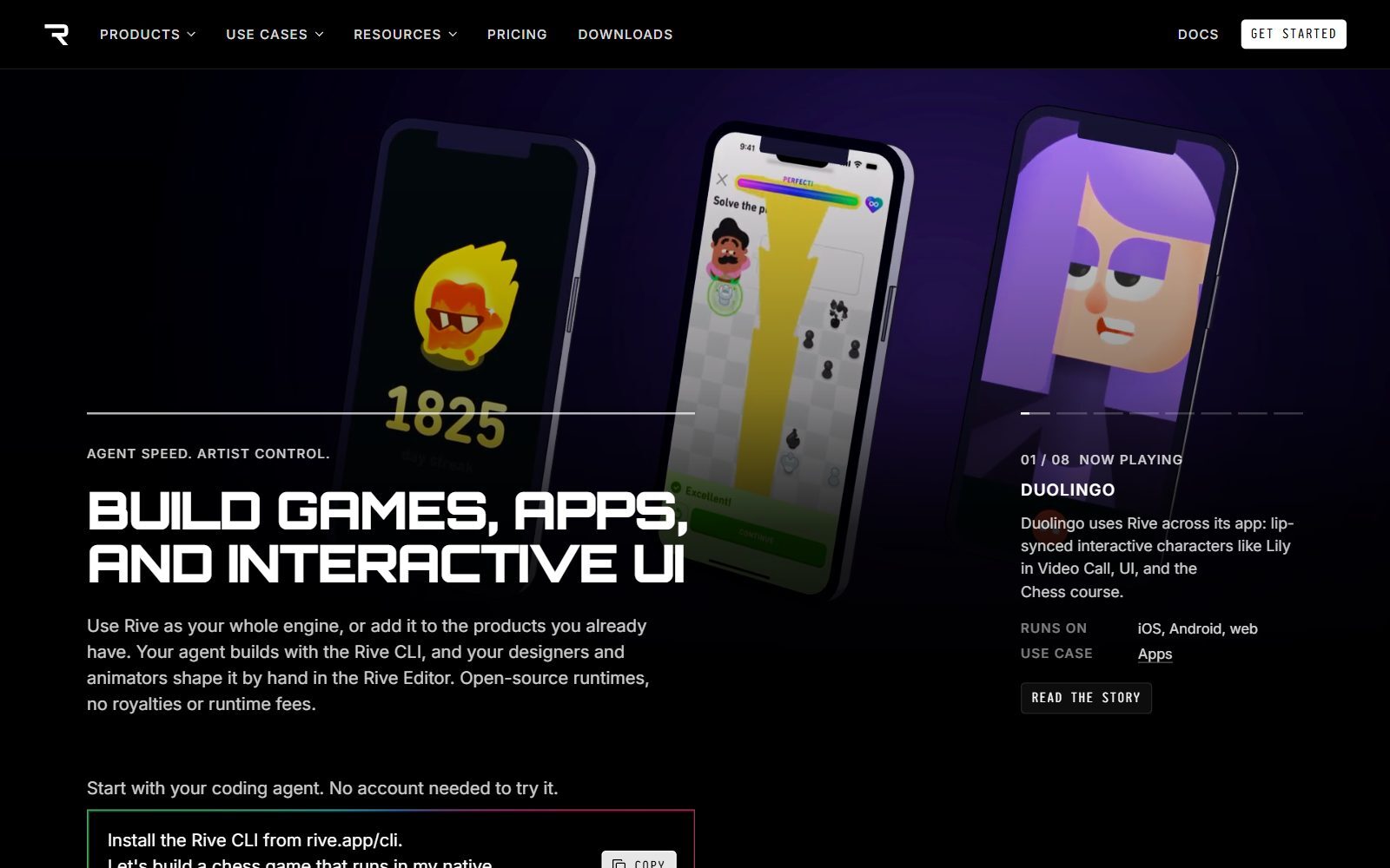 Rive homepage screenshot (October 2026)
