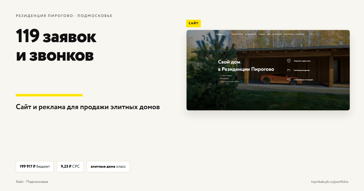 Резиденция Пирогово: сайт и реклама