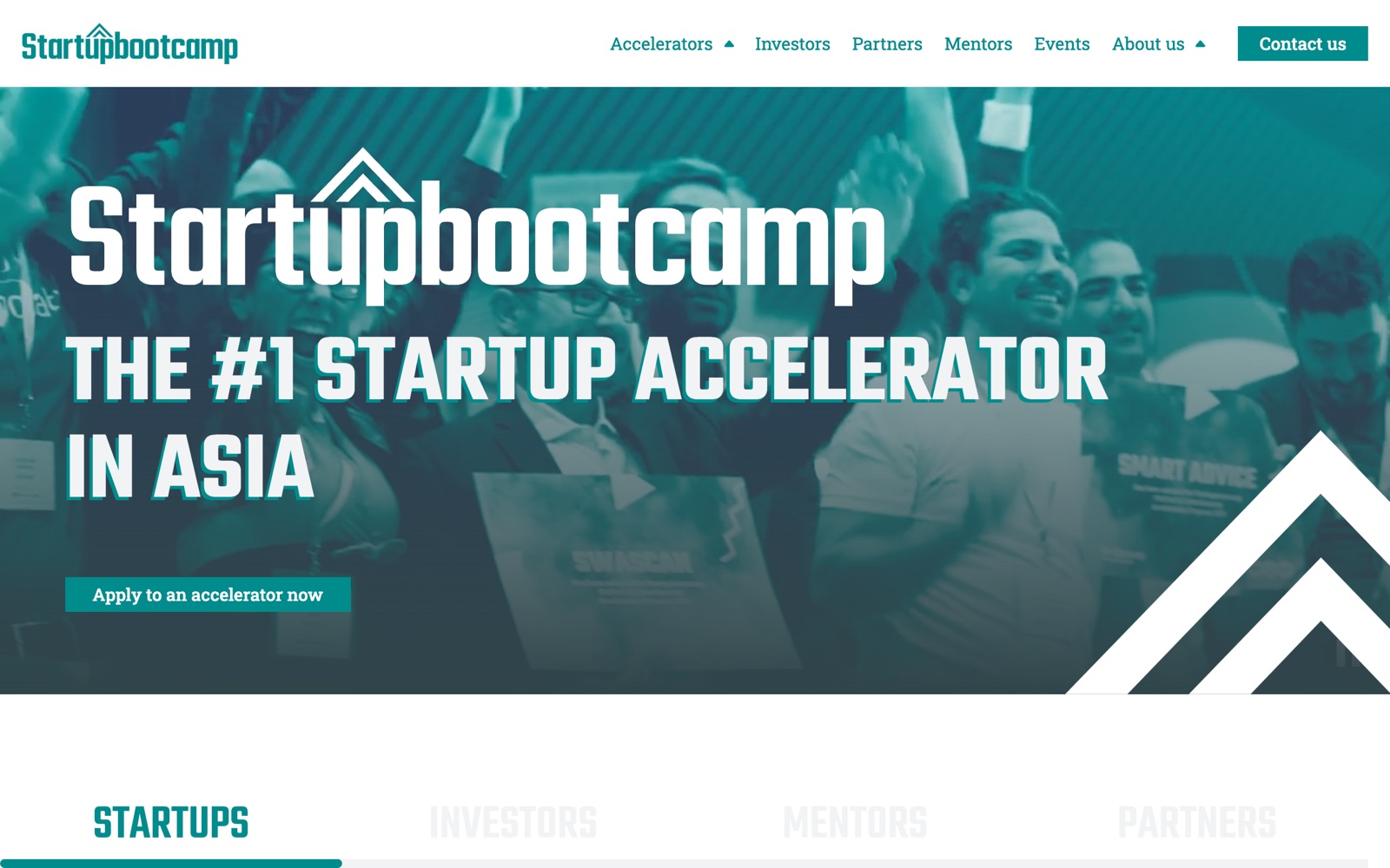 Startupbootcamp homepage screenshot: startup accelerator programmes