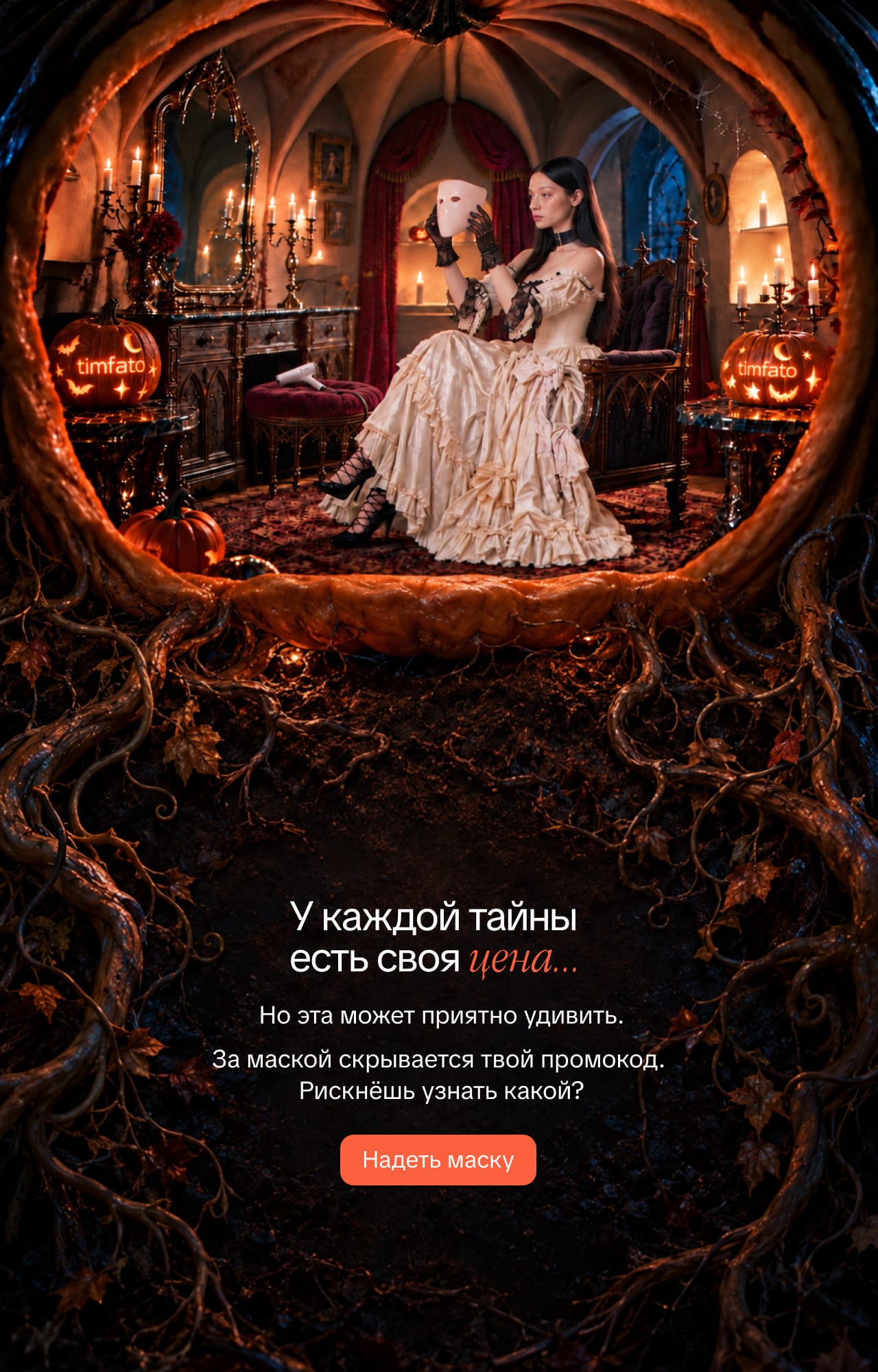 Хэллоуин в Timfato: за маской скрывается промокод