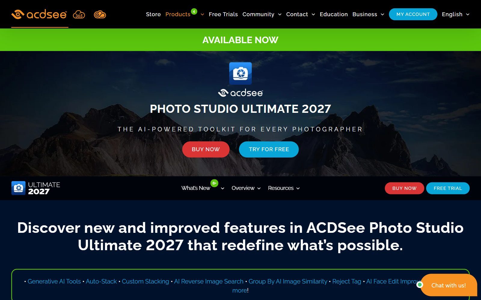 ACDSee Photo Studio Ultimate 2027 product page screenshot (October 2026)