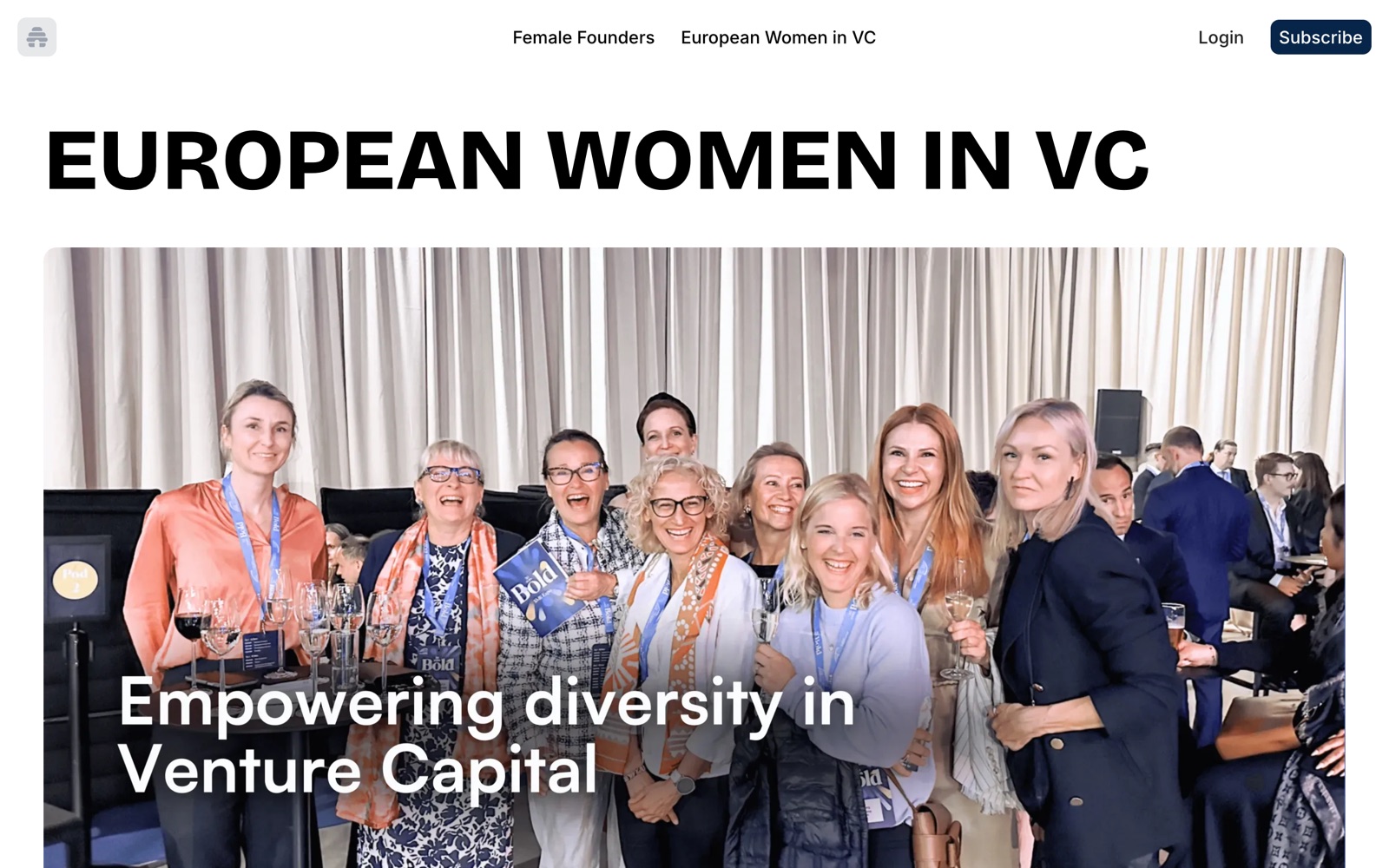 European Women in VC newsletter page screenshot: network of women investors in Europe