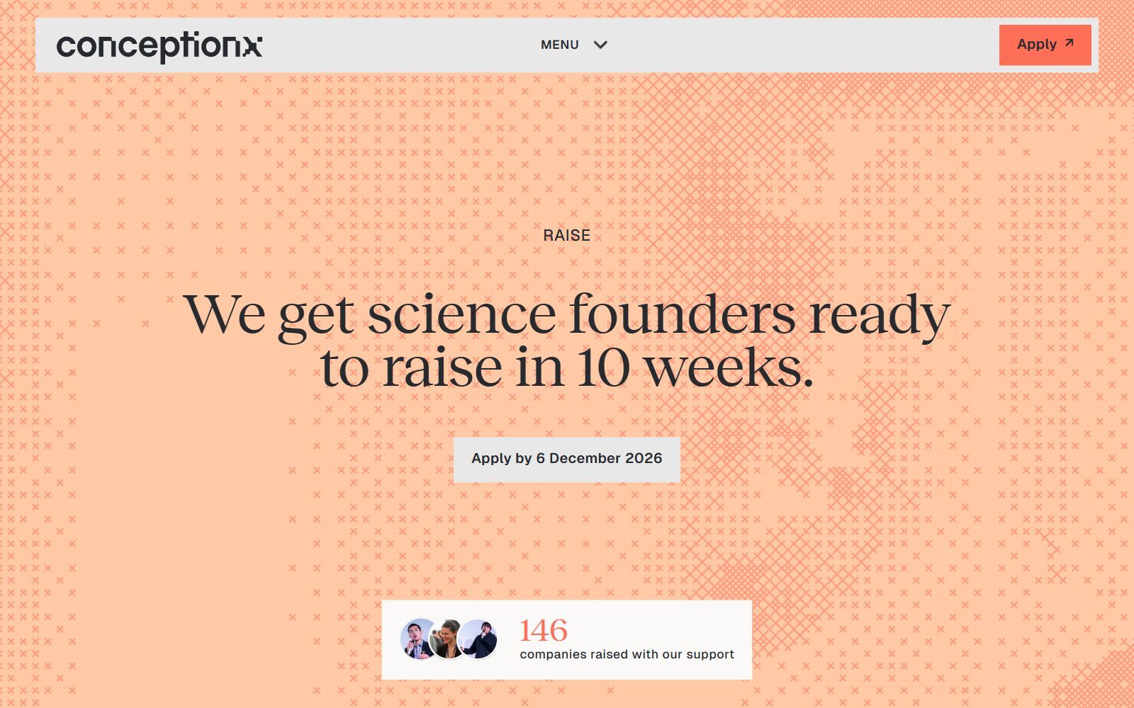 Conception X Raise programme page screenshot (October 2026)